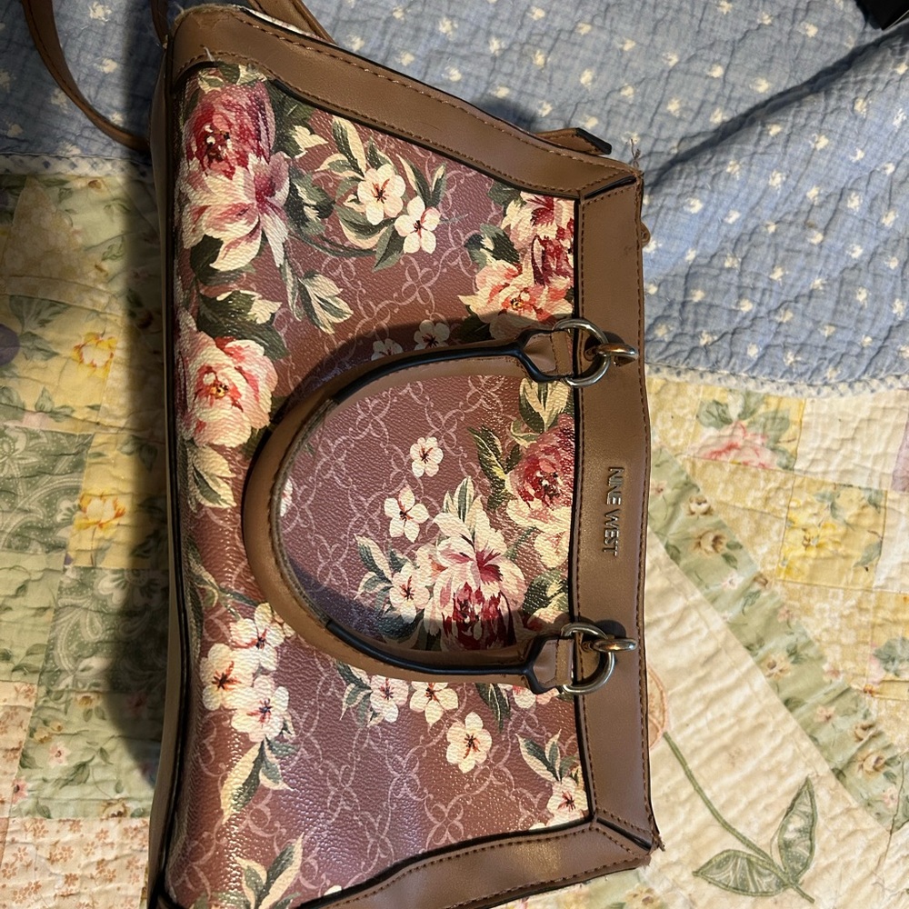 Nine West Floral Brown Handbag
